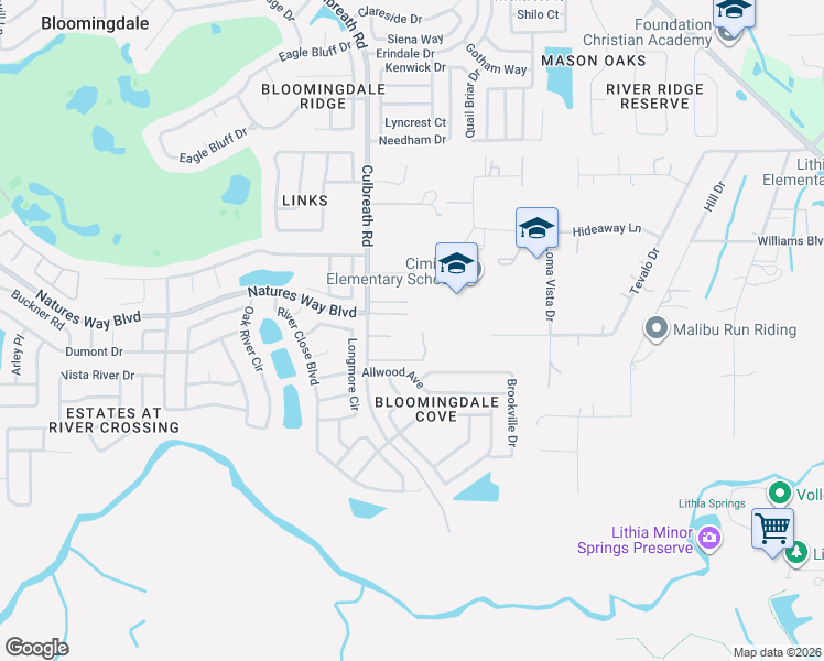 map of restaurants, bars, coffee shops, grocery stores, and more near 4501 Culbreath Road in Valrico