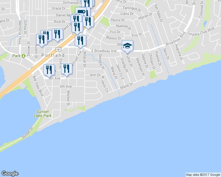 map of restaurants, bars, coffee shops, grocery stores, and more near 103 Georgia Place in Portland