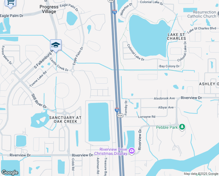 map of restaurants, bars, coffee shops, grocery stores, and more near 7008 Spotted Deer Place in Riverview