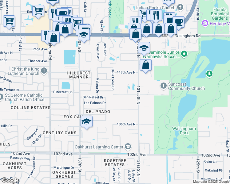 map of restaurants, bars, coffee shops, grocery stores, and more near 13388 Sorrento Drive in Largo
