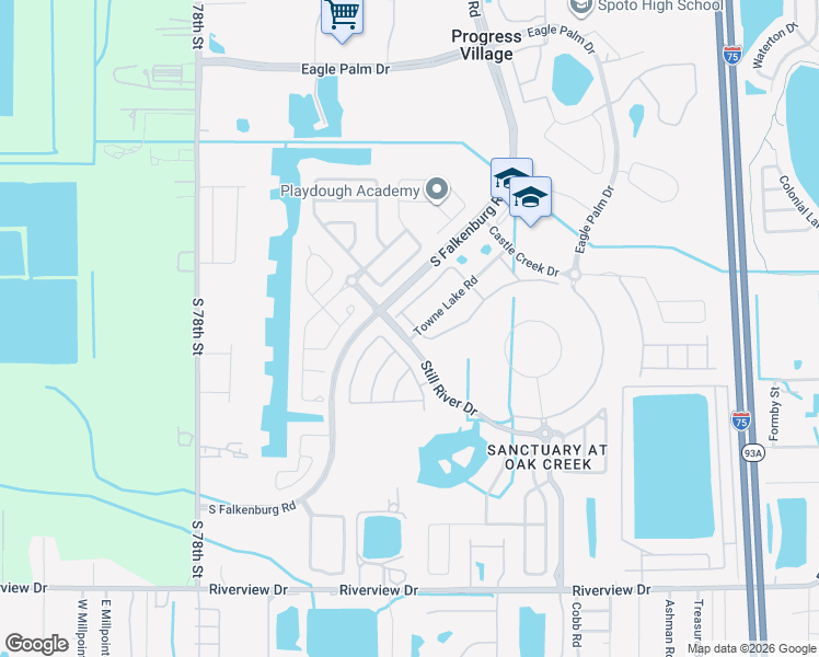 map of restaurants, bars, coffee shops, grocery stores, and more near 6984 Holly Heath Drive in Riverview