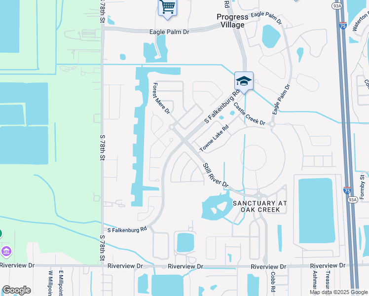map of restaurants, bars, coffee shops, grocery stores, and more near 8516 White Poplar Drive in Riverview