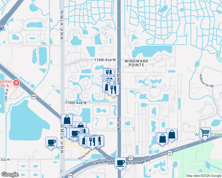 map of restaurants, bars, coffee shops, grocery stores, and more near in St. Petersburg