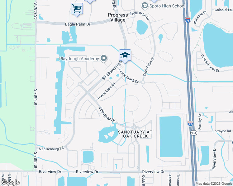 map of restaurants, bars, coffee shops, grocery stores, and more near 6814 Holly Heath Drive in Riverview