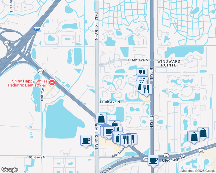 map of restaurants, bars, coffee shops, grocery stores, and more near 8 112th Avenue in St. Petersburg