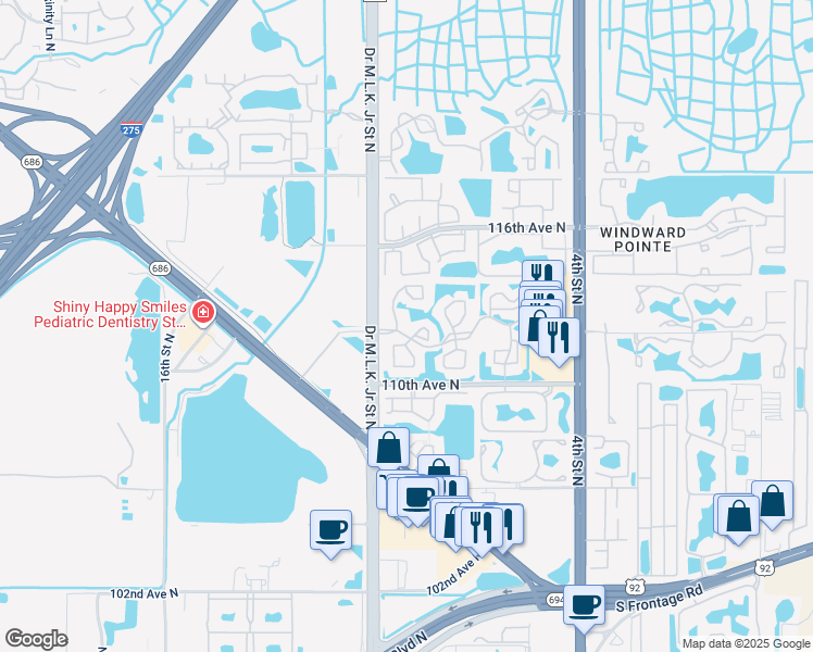 map of restaurants, bars, coffee shops, grocery stores, and more near 8 112th Avenue in St. Petersburg