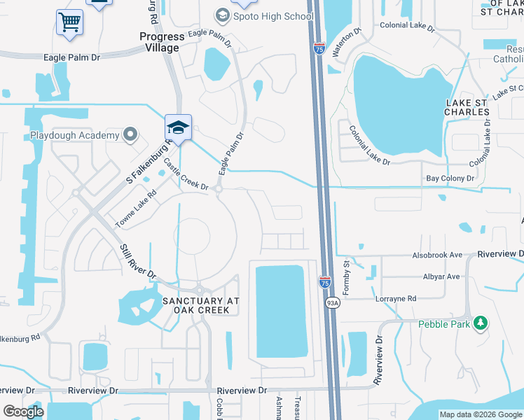 map of restaurants, bars, coffee shops, grocery stores, and more near 8627 Deep Maple Drive in Riverview