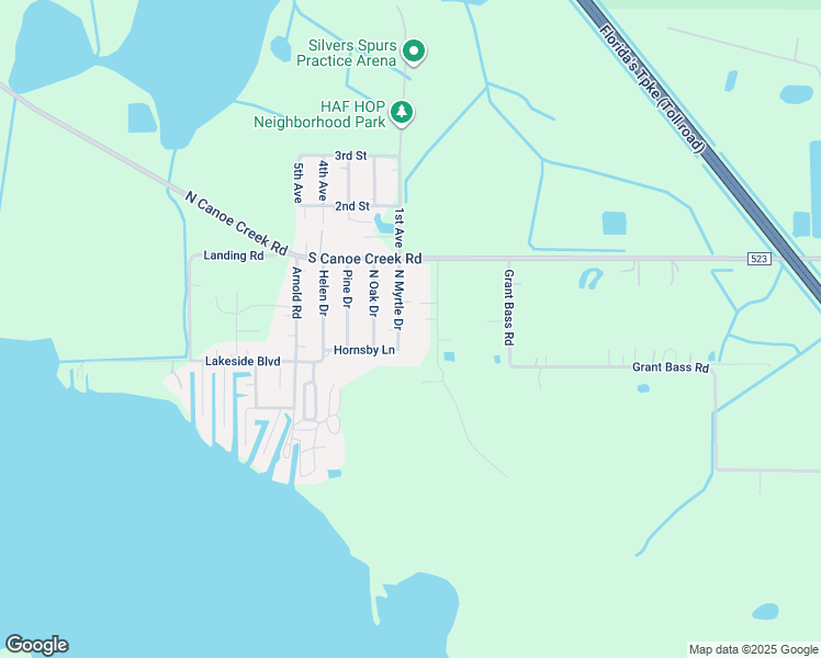 map of restaurants, bars, coffee shops, grocery stores, and more near 225 North Myrtle Drive in Osceola County