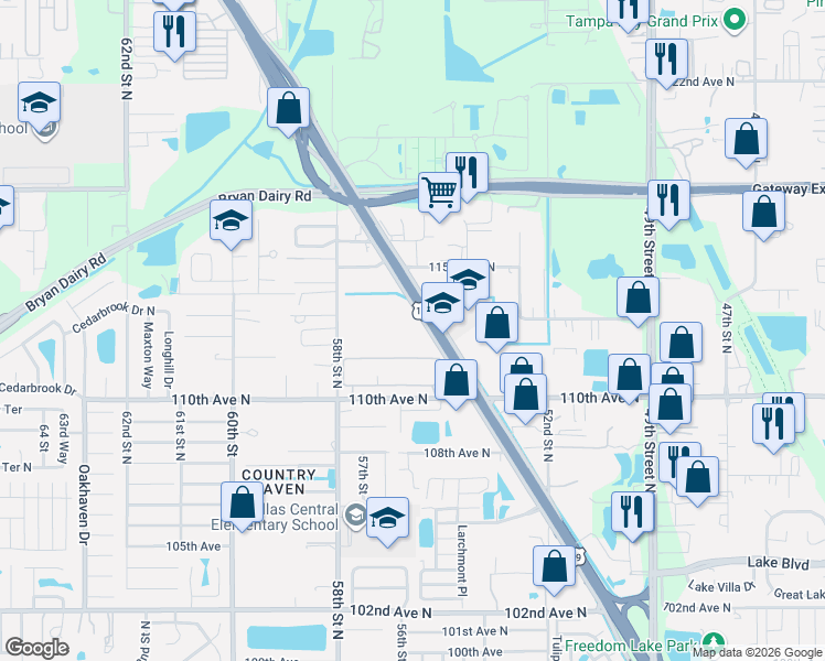 map of restaurants, bars, coffee shops, grocery stores, and more near 11240 U.S. 19 in Pinellas Park
