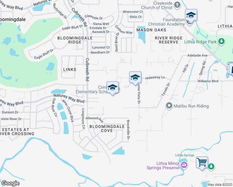 map of restaurants, bars, coffee shops, grocery stores, and more near 4329 Culbreath Road in Valrico