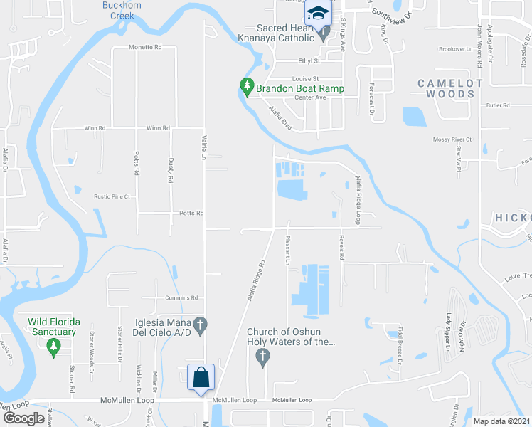 map of restaurants, bars, coffee shops, grocery stores, and more near 7413 Alafia Ridge Road in Riverview