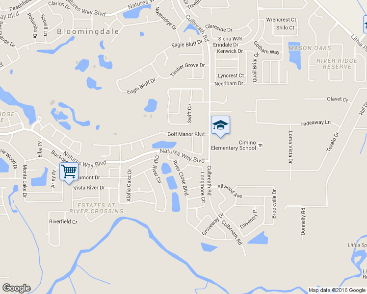 map of restaurants, bars, coffee shops, grocery stores, and more near 4428 Merrick Run Ln in Valrico