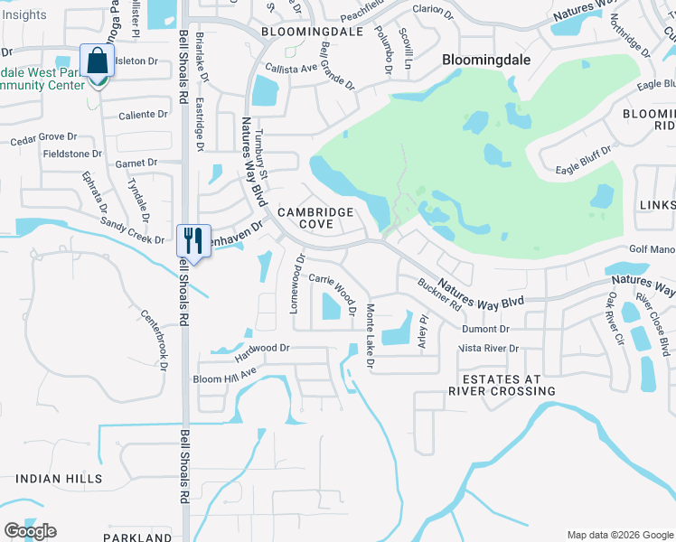 map of restaurants, bars, coffee shops, grocery stores, and more near 1301 Monte Lake Drive in Valrico
