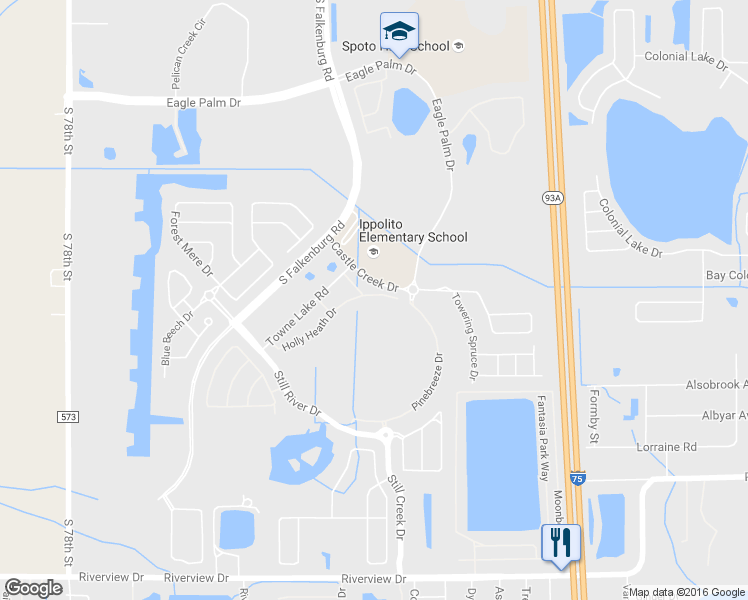 map of restaurants, bars, coffee shops, grocery stores, and more near 6632 Holly Heath Drive in Riverview