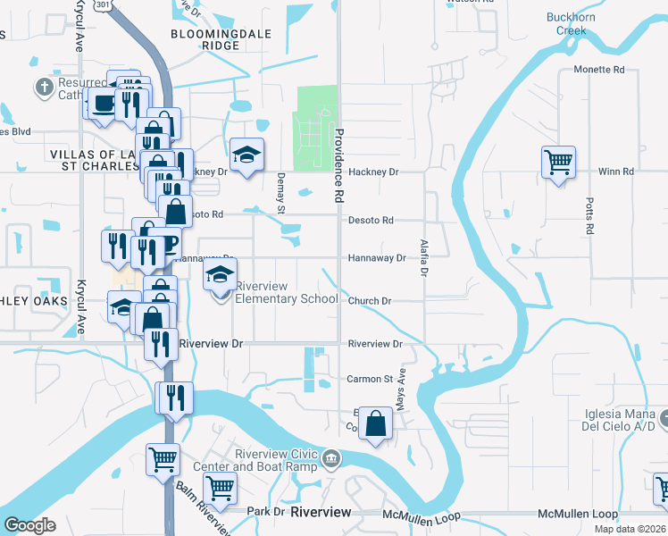 map of restaurants, bars, coffee shops, grocery stores, and more near 7403 Providence Road in Riverview