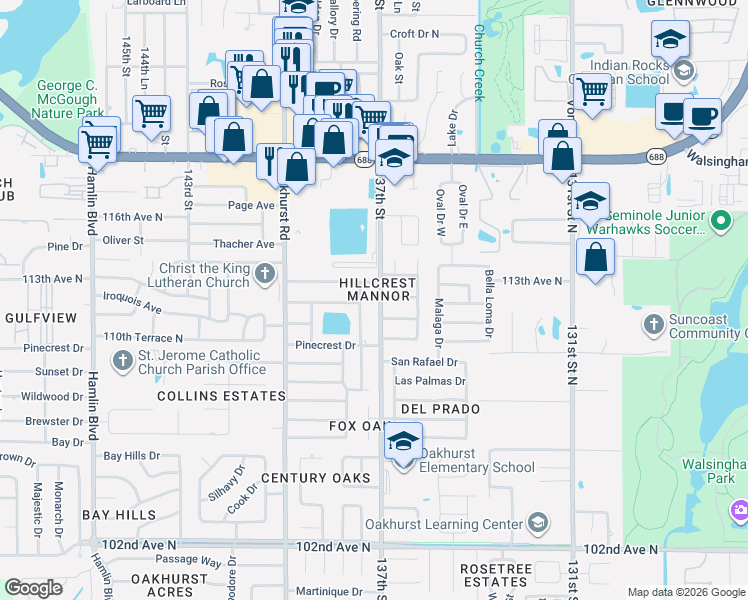 map of restaurants, bars, coffee shops, grocery stores, and more near 11160 137th Street in Largo