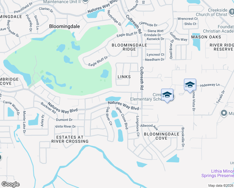 map of restaurants, bars, coffee shops, grocery stores, and more near 2223 Golf Manor Boulevard in Valrico