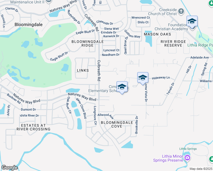 map of restaurants, bars, coffee shops, grocery stores, and more near 4319 Culbreath Road in Valrico