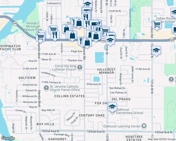 map of restaurants, bars, coffee shops, grocery stores, and more near 13941 Joyce Drive in Largo