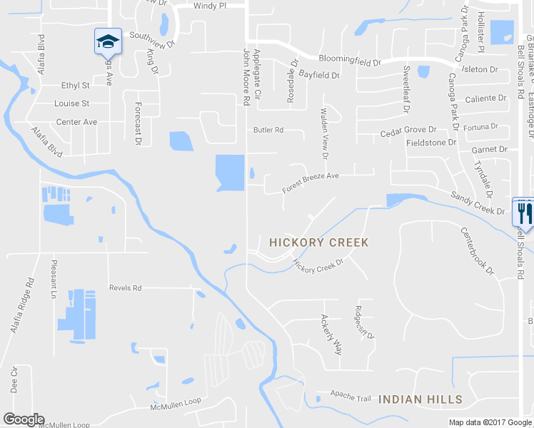 map of restaurants, bars, coffee shops, grocery stores, and more near 4312 John Moore Road in Brandon