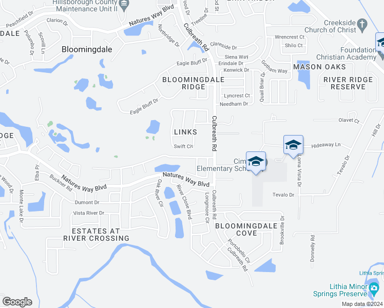 map of restaurants, bars, coffee shops, grocery stores, and more near 2236 Golf Manor Boulevard in Valrico