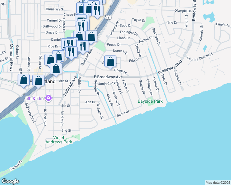 map of restaurants, bars, coffee shops, grocery stores, and more near 121 Granby Place in Portland