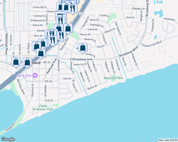 map of restaurants, bars, coffee shops, grocery stores, and more near 121 Granby Place in Portland