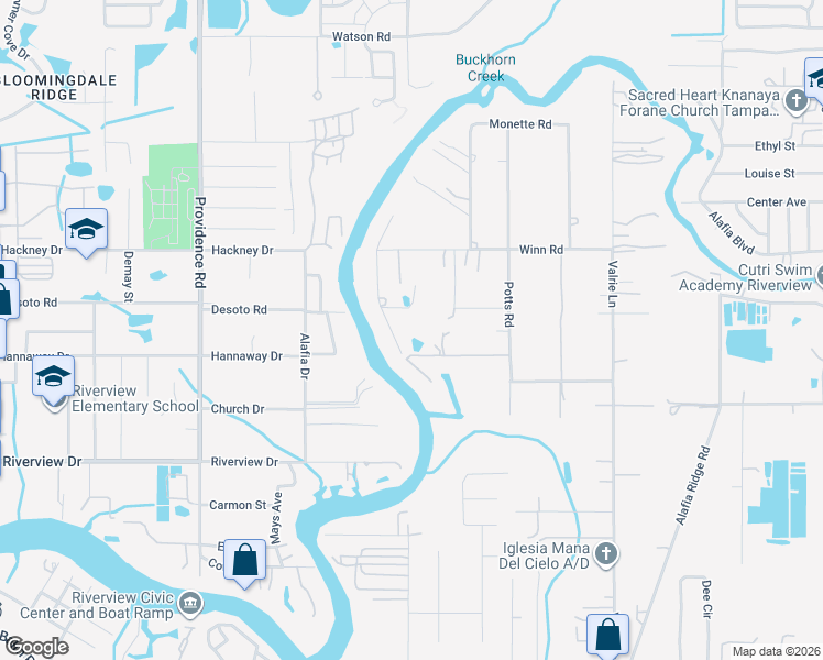 map of restaurants, bars, coffee shops, grocery stores, and more near 11425 Rustic Pine Court in Riverview