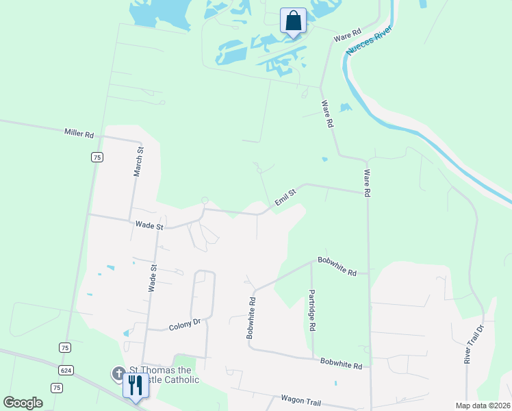 map of restaurants, bars, coffee shops, grocery stores, and more near 5475 Covey Place in Robstown