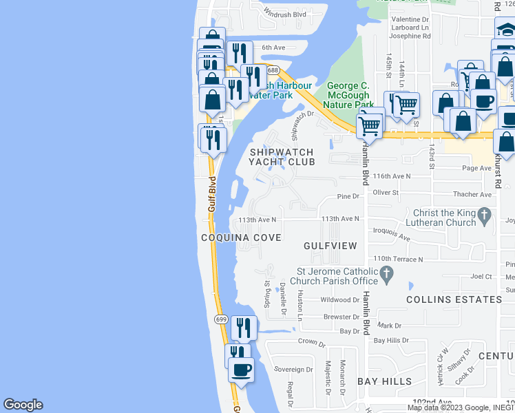 map of restaurants, bars, coffee shops, grocery stores, and more near 15157 Cammack Street in Largo