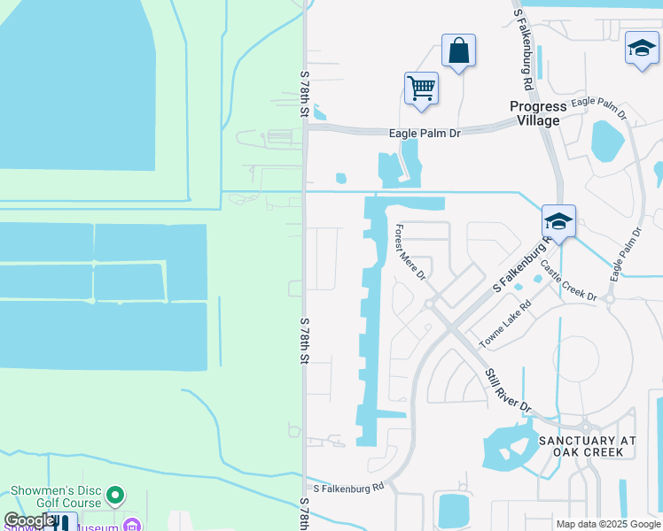 map of restaurants, bars, coffee shops, grocery stores, and more near 7208 Grand Elm Drive in Riverview