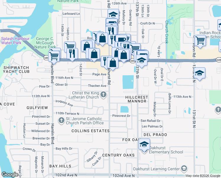 map of restaurants, bars, coffee shops, grocery stores, and more near 13941 Joyce Drive in Largo
