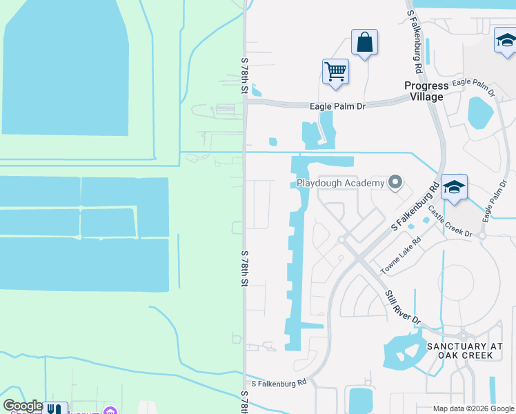 map of restaurants, bars, coffee shops, grocery stores, and more near 7001 Summer Holly Place in Riverview