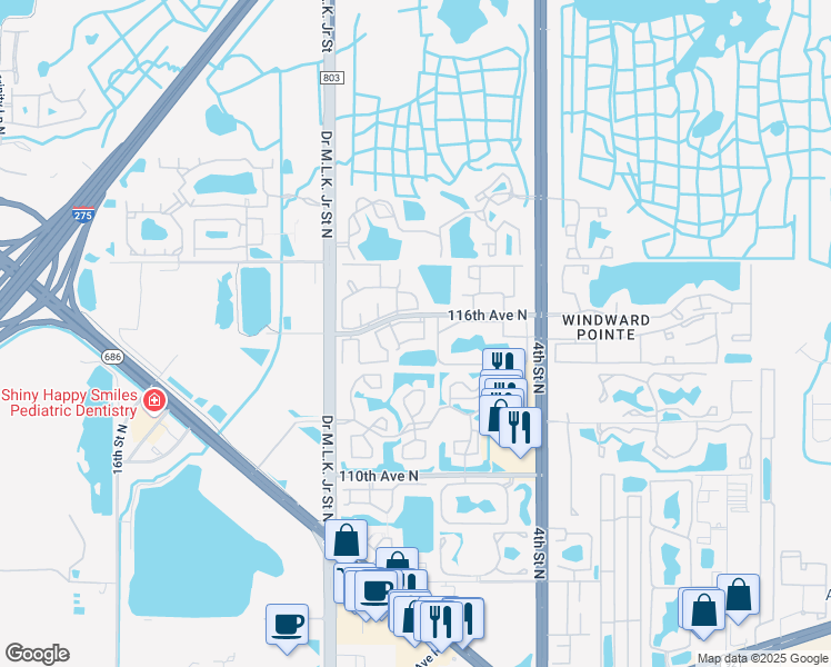 map of restaurants, bars, coffee shops, grocery stores, and more near 11689 8th Way North in St. Petersburg