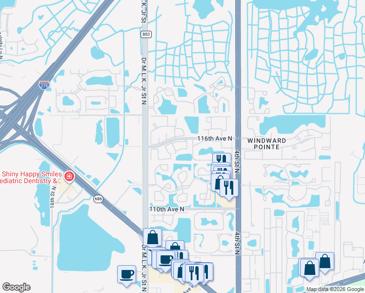 map of restaurants, bars, coffee shops, grocery stores, and more near 746 115th Avenue North in St. Petersburg
