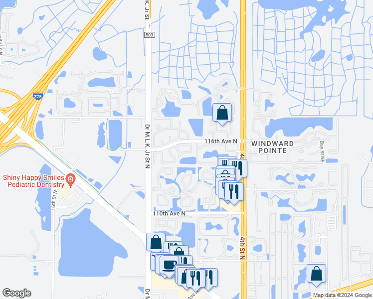 map of restaurants, bars, coffee shops, grocery stores, and more near 11689 8th Way North in St. Petersburg