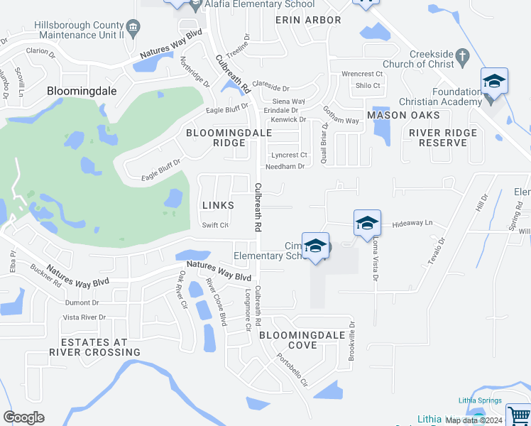 map of restaurants, bars, coffee shops, grocery stores, and more near 4307 Culbreath Road in Valrico