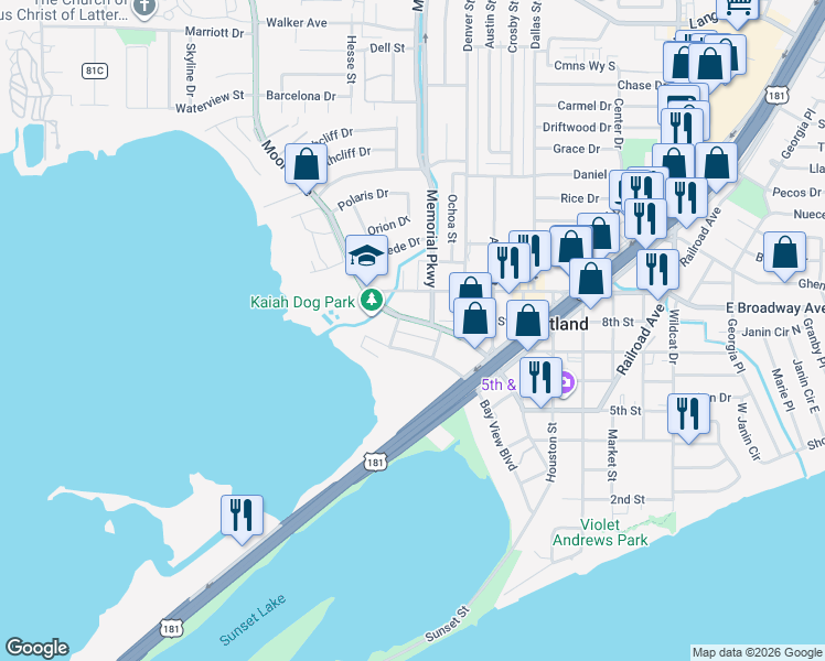 map of restaurants, bars, coffee shops, grocery stores, and more near 902 Moore Avenue in Portland