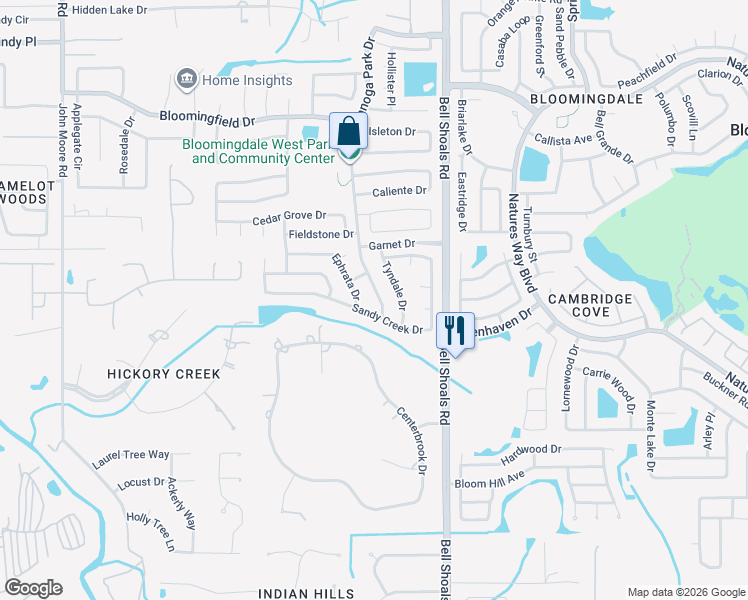 map of restaurants, bars, coffee shops, grocery stores, and more near 4119 Canoga Park Drive in Brandon