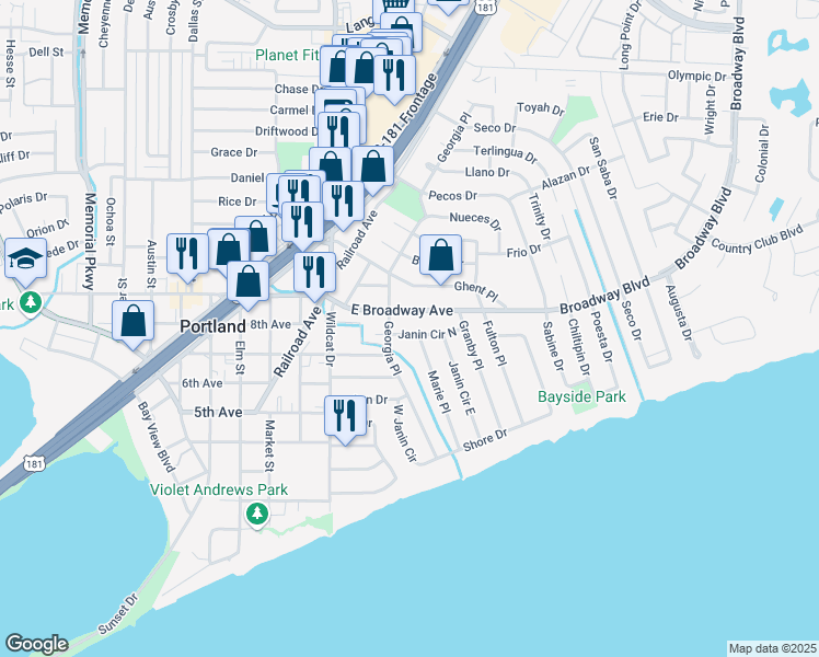 map of restaurants, bars, coffee shops, grocery stores, and more near 214 East Broadway Avenue in Portland