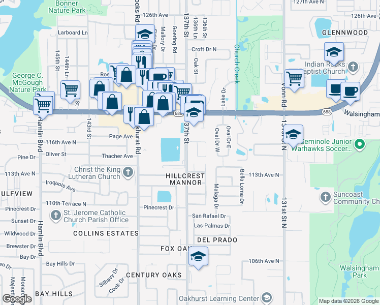 map of restaurants, bars, coffee shops, grocery stores, and more near 11471 137th Street in Largo