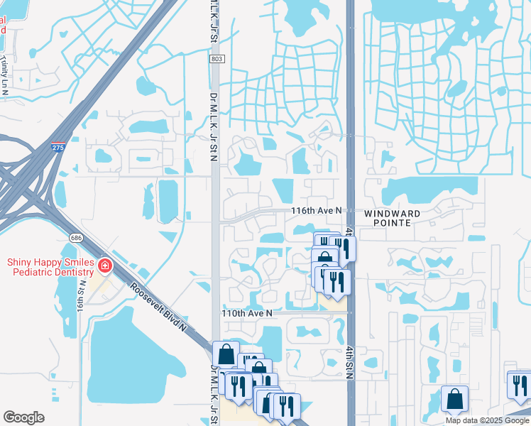 map of restaurants, bars, coffee shops, grocery stores, and more near 11689 8th Way North in St. Petersburg