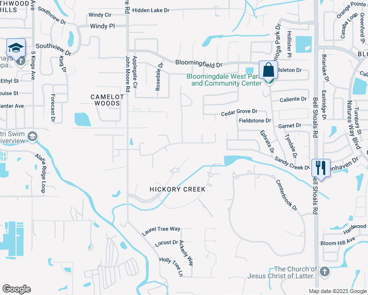 map of restaurants, bars, coffee shops, grocery stores, and more near 309 Forest Breeze Avenue in Brandon