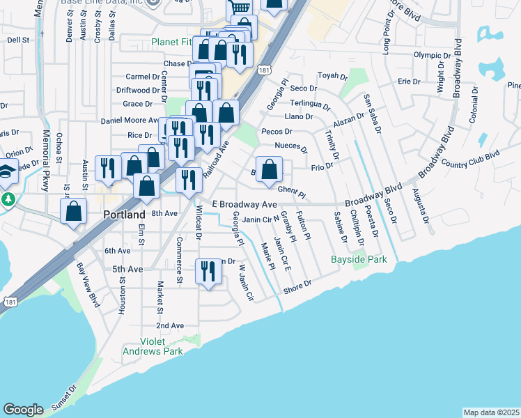 map of restaurants, bars, coffee shops, grocery stores, and more near 214 East Broadway Avenue in Portland