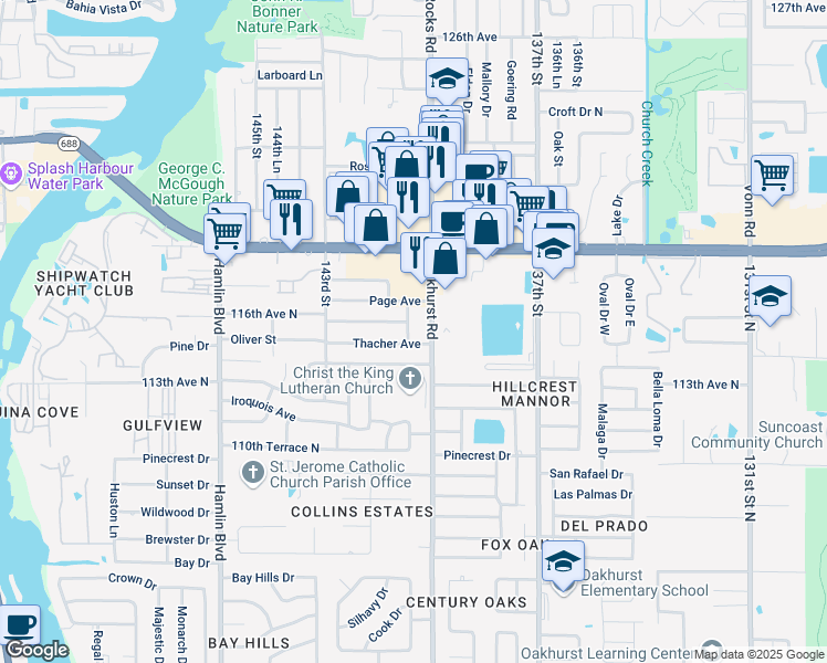 map of restaurants, bars, coffee shops, grocery stores, and more near 11475 Cardinal Way in Largo