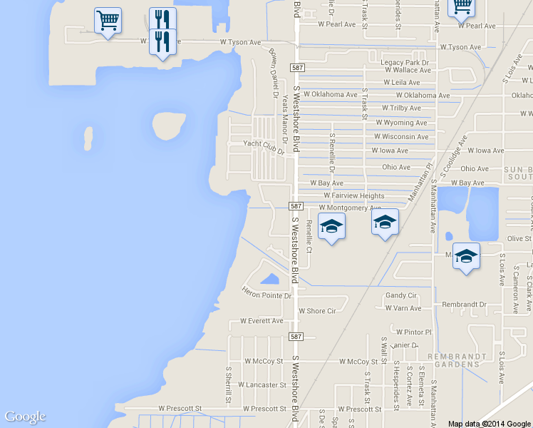 map of restaurants, bars, coffee shops, grocery stores, and more near 6301 Lookout Pointe Apartments Circle in Tampa