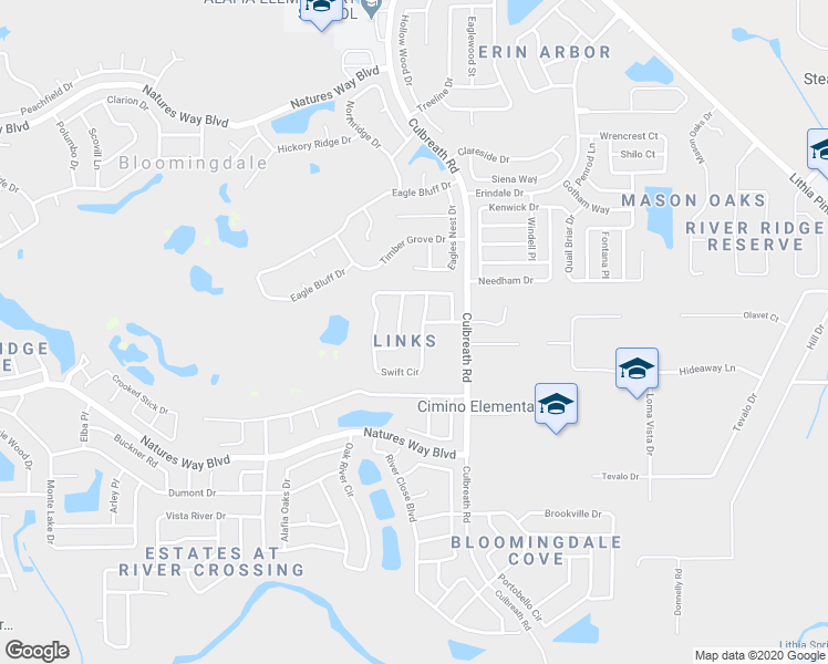 map of restaurants, bars, coffee shops, grocery stores, and more near 4312 Swift Circle in Valrico