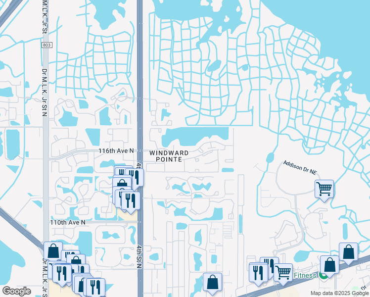 map of restaurants, bars, coffee shops, grocery stores, and more near 28 Lincoln Shores in St. Petersburg
