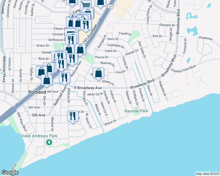 map of restaurants, bars, coffee shops, grocery stores, and more near 200 Fulton Place in Portland