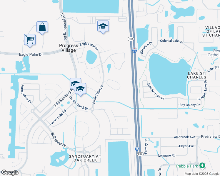 map of restaurants, bars, coffee shops, grocery stores, and more near 8948 Indigo Trail Loop in Riverview